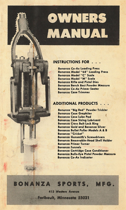 Forster Products Bonanza Co-Ax® Press manual cover from 1976